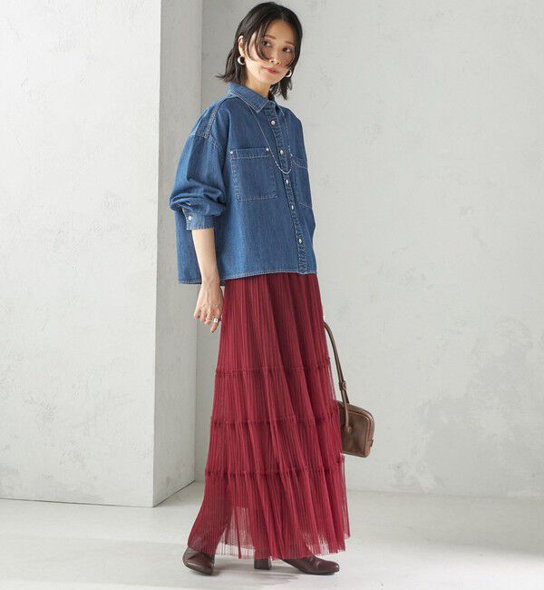 SHIPS for women「〈手洗い可能〉チュール プリーツ ティアード スカート」|スカート|