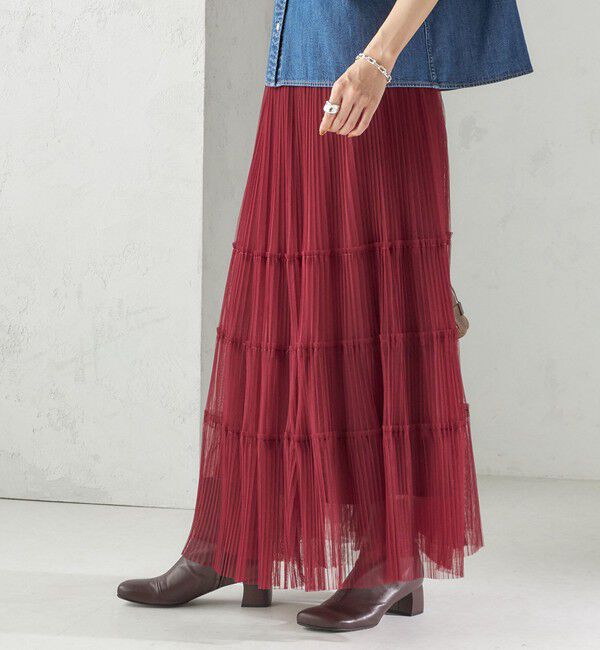 SHIPS for women「〈手洗い可能〉チュール プリーツ ティアード スカート」|スカート|
