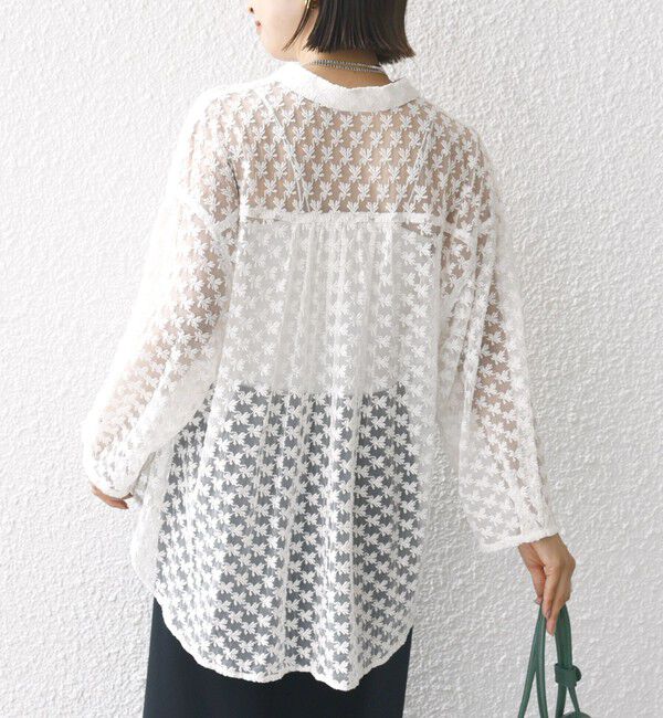 SHIPS for women「〈手洗い可能〉フラワー チュール 刺繍 シャツ」|シャツ・ブラウス|