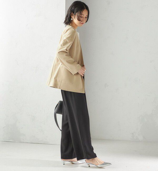 SHIPS for women「〈吸水速乾 / 防シワ加工 / 洗濯機可能〉スーティング ジャージー カラーレス ジャケット」|ノーカラージャケット|