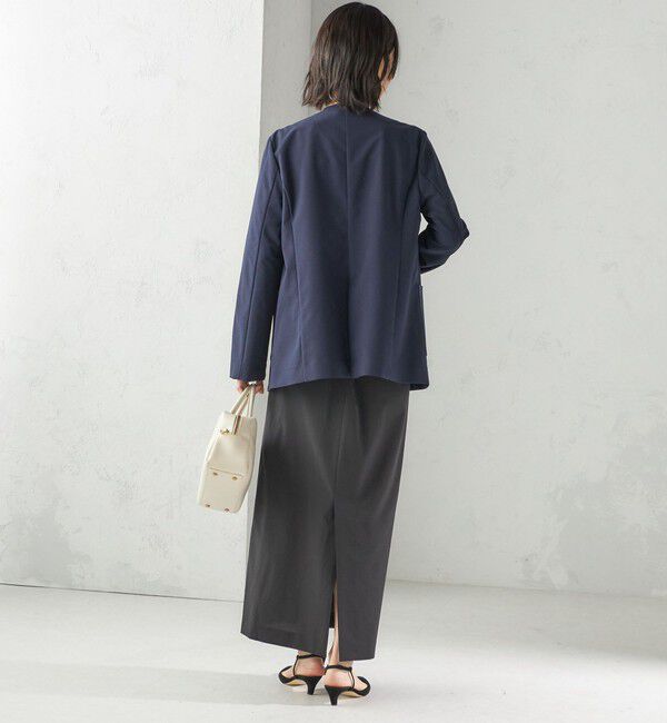 SHIPS for women「〈吸水速乾 / 防シワ加工 / 洗濯機可能〉スーティング ジャージー カラーレス ジャケット」|ノーカラージャケット|