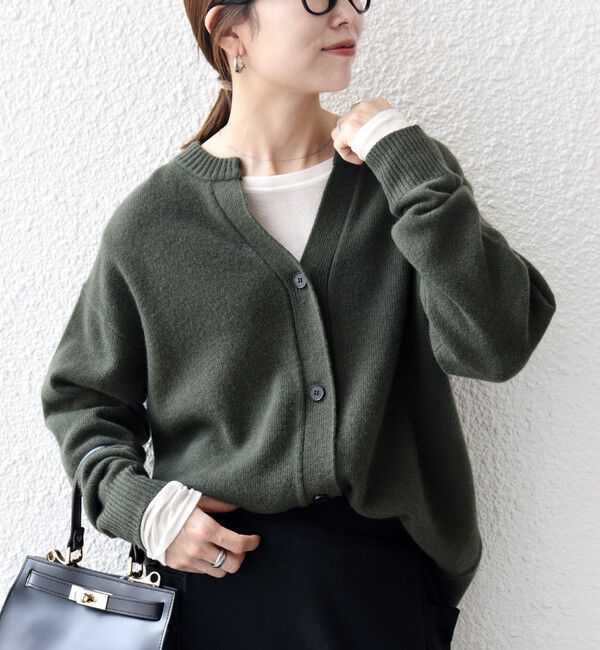 SHIPS any「SHIPS any:〈手洗い可能〉AQUA カシミヤ ミックス スキッパー カーディガン」|カーディガン|