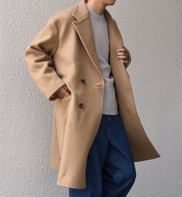 SHIPS any「SHIPS any: PURE WOOL MELTON ダブル チェスターコート 25AW◇」|チェスターコート|ベージュ
