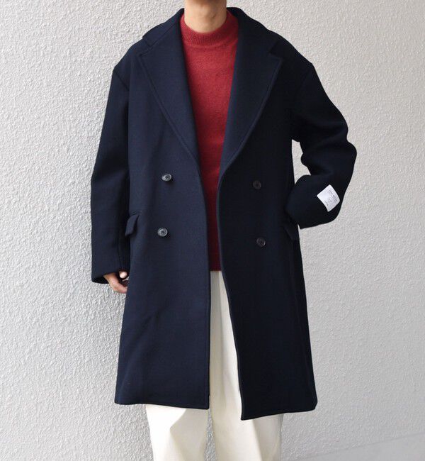 SHIPS any「SHIPS any: PURE WOOL MELTON ダブル チェスターコート 25AW◇」|チェスターコート|ネイビー