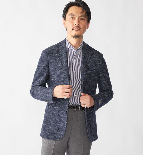 SHIPS「SHIPS: LANIFICIO ROMA メランジ ソリッド ジャケット」|テーラードジャケット|ネイビー