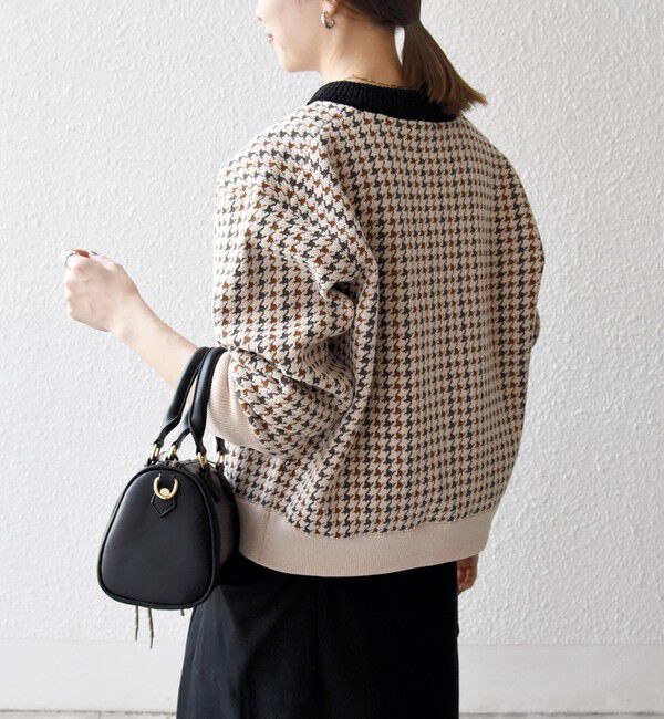 SHIPS any「SHIPS any:〈手洗い可能〉モールヤーン クルーネック 千鳥柄 カーディガン」|カーディガン|