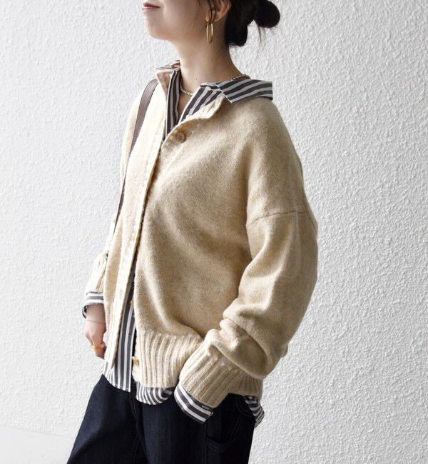 SHIPS any「SHIPS any:〈手洗い可能〉ステッチ デザイン ルーズ ニット カーディガン」|カーディガン|