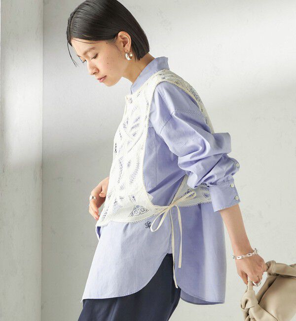 SHIPS for women「〈手洗い可能〉刺繍 スカラップ レース ノースリーブ プルオーバー」|ベスト・ジレ|