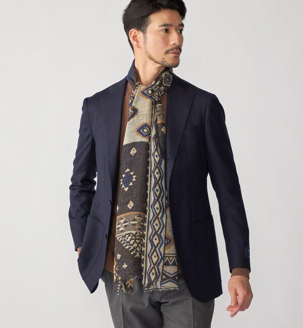 SHIPS「SHIPS: イタリア製 ライト ウェイト トライバル ストール」|ストール|ネイビー