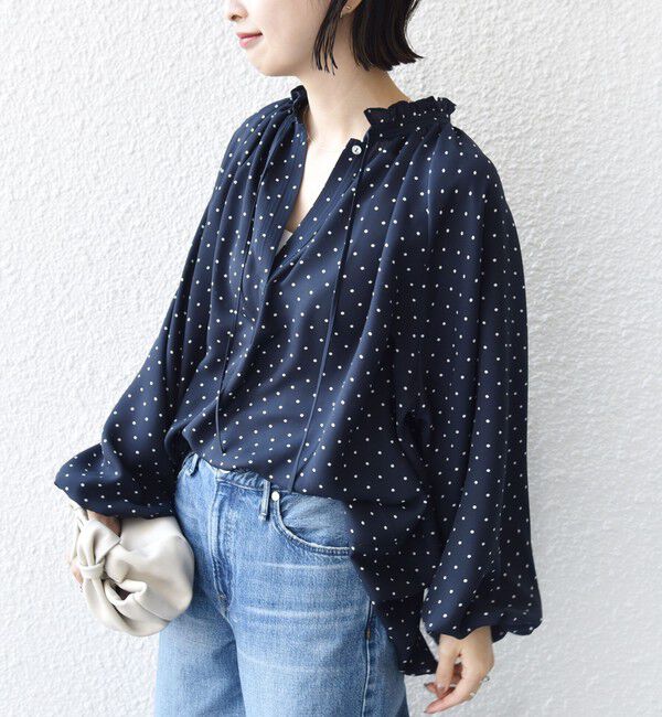 SHIPS for women「〈手洗い可能〉ドット リボン デザイン 長袖 ブラウス」|シャツ・ブラウス|