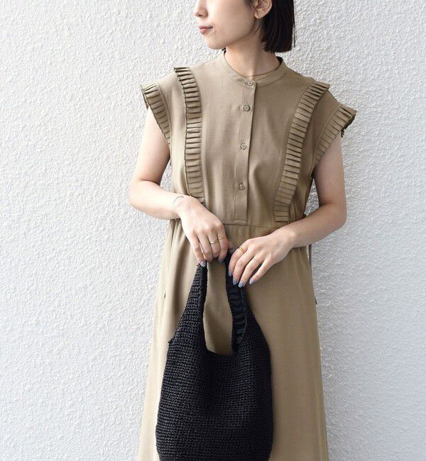 SHIPS Colors 「《一部追加予約》SHIPS Colors:〈手洗い可能〉プリーツ デザイン シャツ ワンピース2◆」|ワンピース|ベージュ