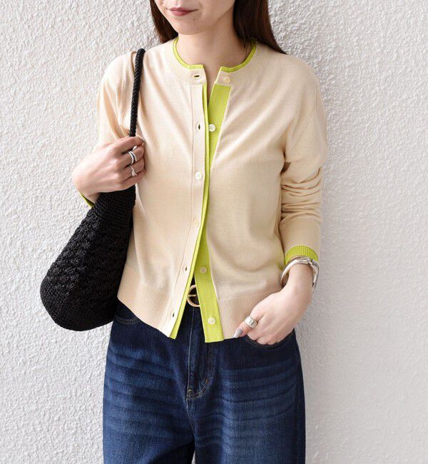 SHIPS Colors 「SHIPS Colors:〈手洗い可能〉配色 ニット クルーネック カーディガン◇」|カーディガン|