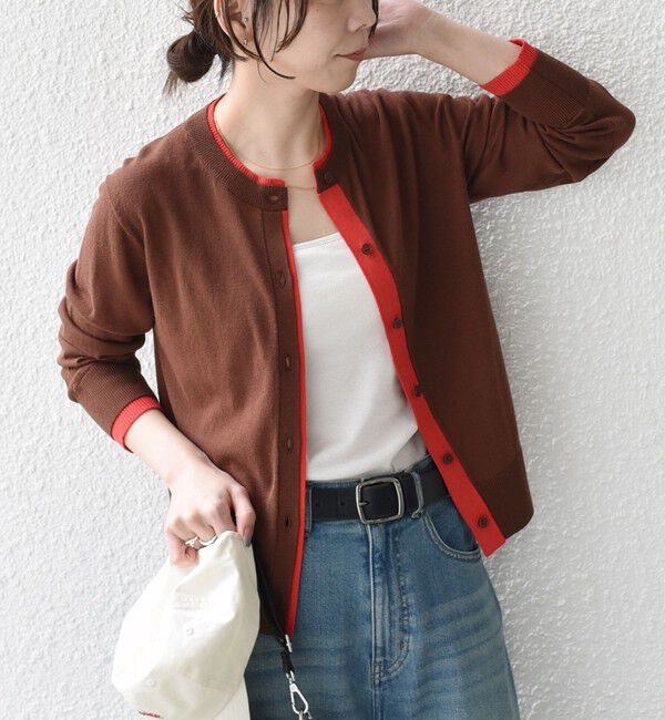 SHIPS Colors 「SHIPS Colors:〈手洗い可能〉配色 ニット クルーネック カーディガン◇」|カーディガン|