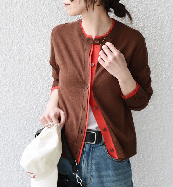 SHIPS Colors 「SHIPS Colors:〈手洗い可能〉配色 ニット クルーネック カーディガン◇」|カーディガン|