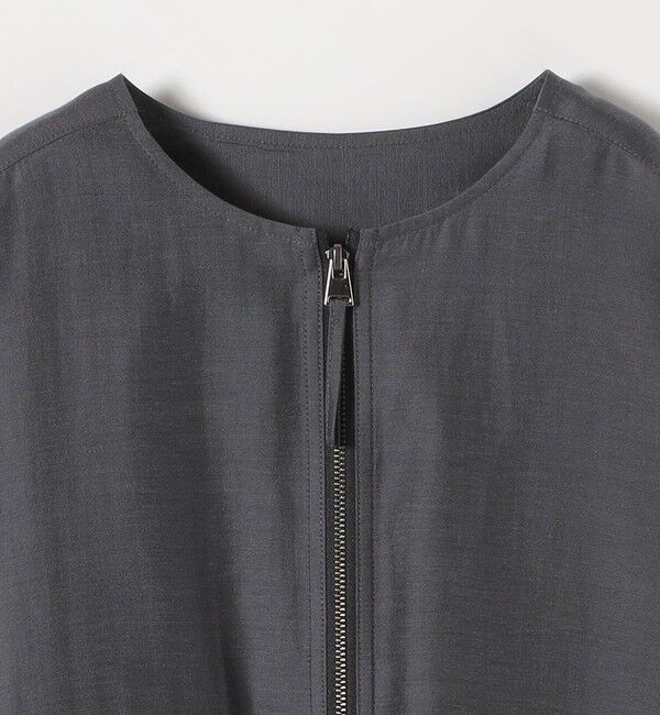 quaranciel「《追加予約》quaranciel:〈手洗い可能〉リネン ミックス ノーカラー ドロスト ブルゾン」|ブルゾン・スタジャン|