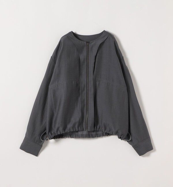 quaranciel「《追加予約》quaranciel:〈手洗い可能〉リネン ミックス ノーカラー ドロスト ブルゾン」|ブルゾン・スタジャン|