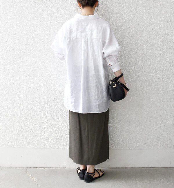 SHIPS any「SHIPS any:〈洗濯機可能〉リネンミックス ボタン デザイン タイト スカート」|タイト|