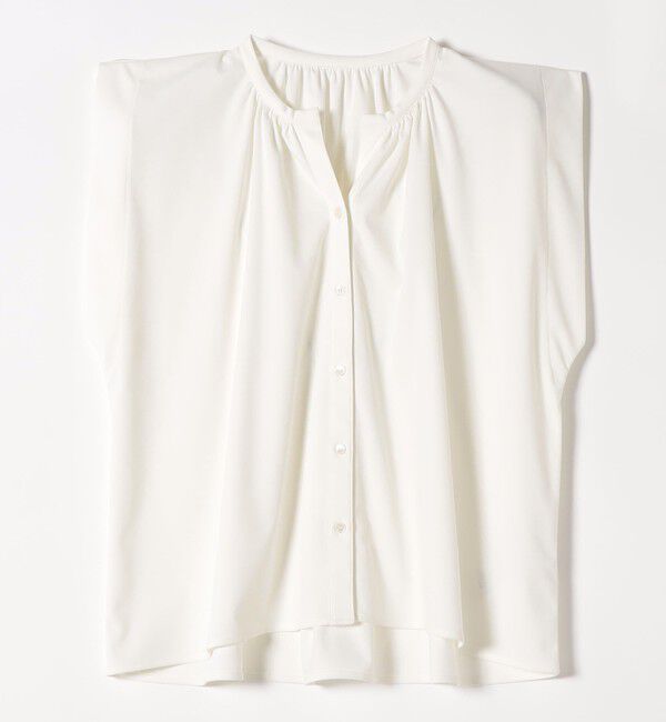 quaranciel「《予約》quaranciel:〈接触冷感/UVカット/吸水速乾/洗濯機可能〉スキッパー ギャザー シャツ カットソー」|シャツ・ブラウス|