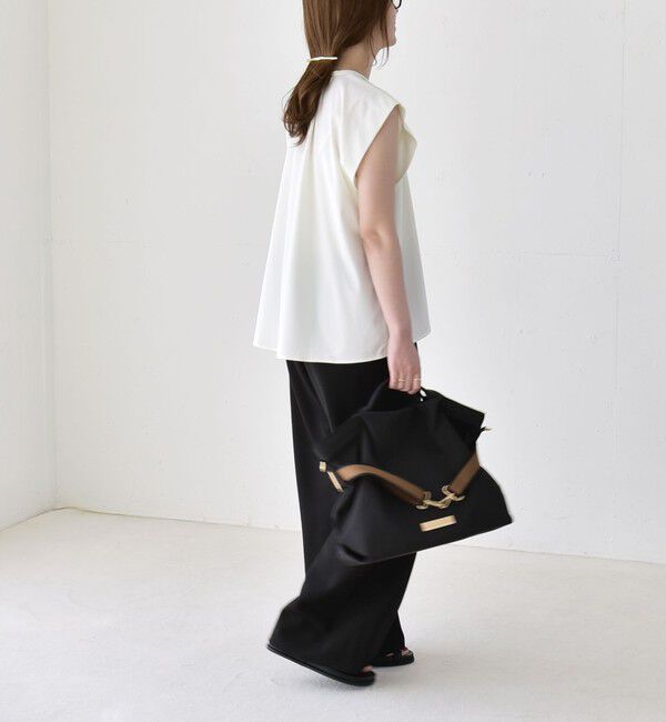 quaranciel「《予約》quaranciel:〈接触冷感/UVカット/吸水速乾/洗濯機可能〉スキッパー ギャザー シャツ カットソー」|シャツ・ブラウス|