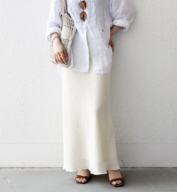 SHIPS any「《予約》SHIPS any:〈洗濯機可能〉メッシュ ナロー スカート」|スカート|オフホワイト