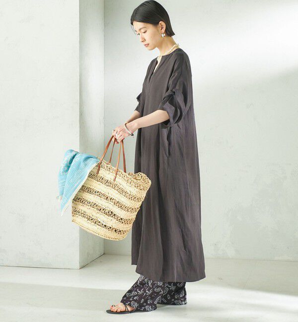 SHIPS for women「《予約》TICCA:〈手洗い可能〉リネン ツイスト スリーブ ワンピース」|ワンピース|