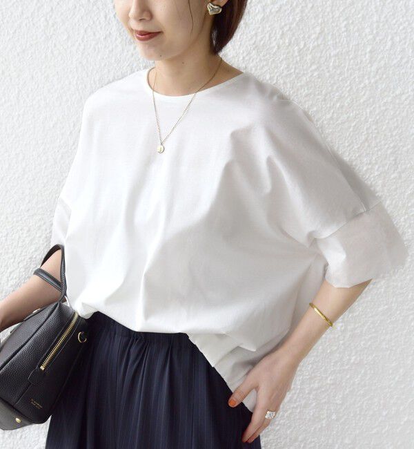 SHIPS for women「〈接触冷感 / 手洗い可能〉裾 バルーン シアー ドッキング プルオーバー」|Tシャツ・カットソー|オフホワイト