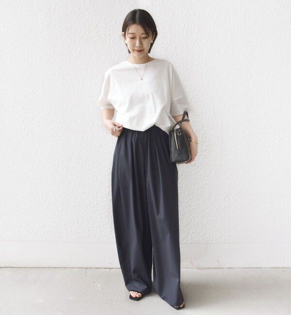 SHIPS for women「〈接触冷感 / 手洗い可能〉裾 バルーン シアー ドッキング プルオーバー」|Tシャツ・カットソー|