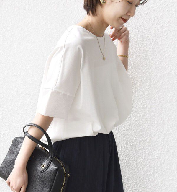 SHIPS for women「〈接触冷感 / 手洗い可能〉裾 バルーン シアー ドッキング プルオーバー」|Tシャツ・カットソー|