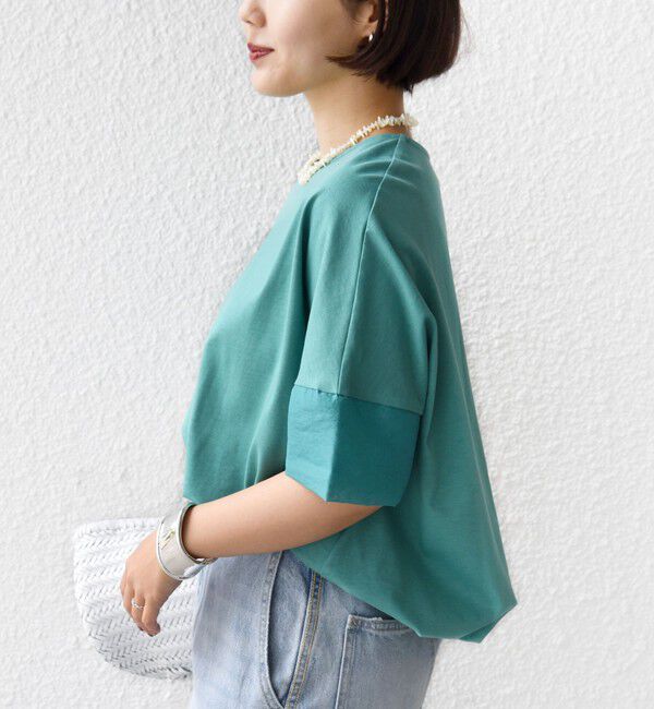 SHIPS for women「〈接触冷感 / 手洗い可能〉裾 バルーン シアー ドッキング プルオーバー」|Tシャツ・カットソー|グリーン