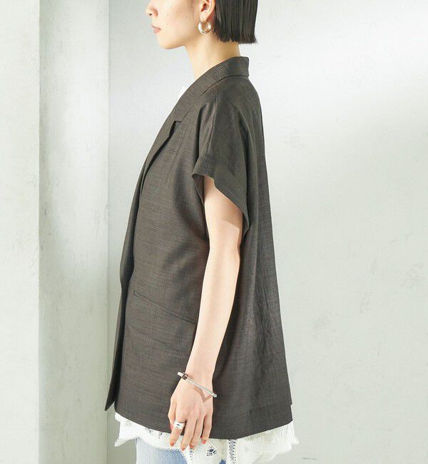 SHIPS for women「《予約》〈接触冷感/UVカット/吸水速乾/洗濯機可能〉SUUSUU フレンチ スリーブ 羽織 ジャケット」|テーラードジャケット|