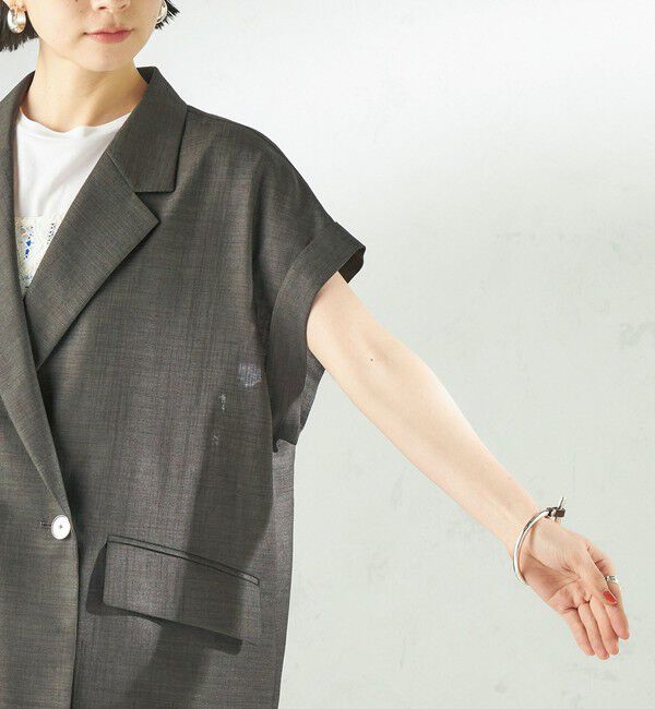 SHIPS for women「《予約》〈接触冷感/UVカット/吸水速乾/洗濯機可能〉SUUSUU フレンチ スリーブ 羽織 ジャケット」|テーラードジャケット|