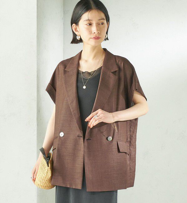 SHIPS for women「《予約》〈接触冷感/UVカット/吸水速乾/洗濯機可能〉SUUSUU フレンチ スリーブ 羽織 ジャケット」|テーラードジャケット|