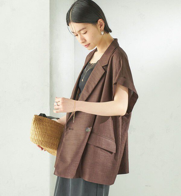 SHIPS for women「《予約》〈接触冷感/UVカット/吸水速乾/洗濯機可能〉SUUSUU フレンチ スリーブ 羽織 ジャケット」|テーラードジャケット|