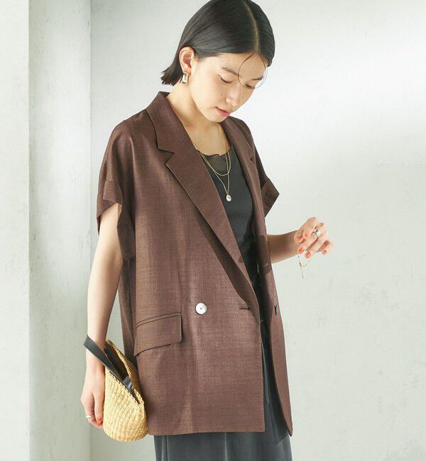 SHIPS for women「《予約》〈接触冷感/UVカット/吸水速乾/洗濯機可能〉SUUSUU フレンチ スリーブ 羽織 ジャケット」|テーラードジャケット|