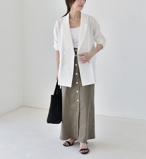 quaranciel「《予約》quaranciel:〈手洗い可能〉シアー カラミ テーラード ダブル ジャケット」|その他|