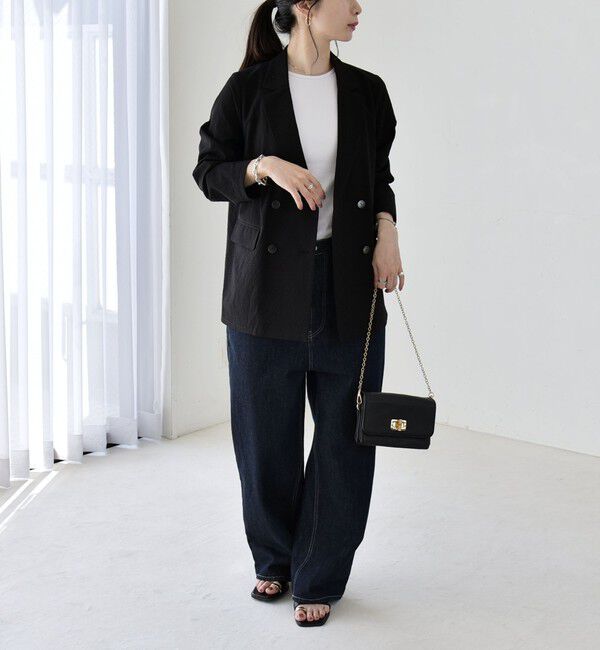 quaranciel「《予約》quaranciel:〈手洗い可能〉シアー カラミ テーラード ダブル ジャケット」|その他|