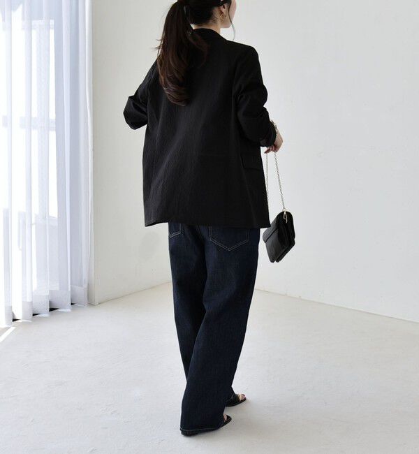 quaranciel「《予約》quaranciel:〈手洗い可能〉シアー カラミ テーラード ダブル ジャケット」|その他|