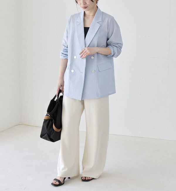 quaranciel「《予約》quaranciel:〈手洗い可能〉シアー カラミ テーラード ダブル ジャケット」|その他|