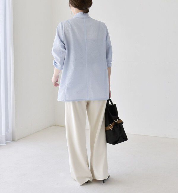 quaranciel「《予約》quaranciel:〈手洗い可能〉シアー カラミ テーラード ダブル ジャケット」|その他|