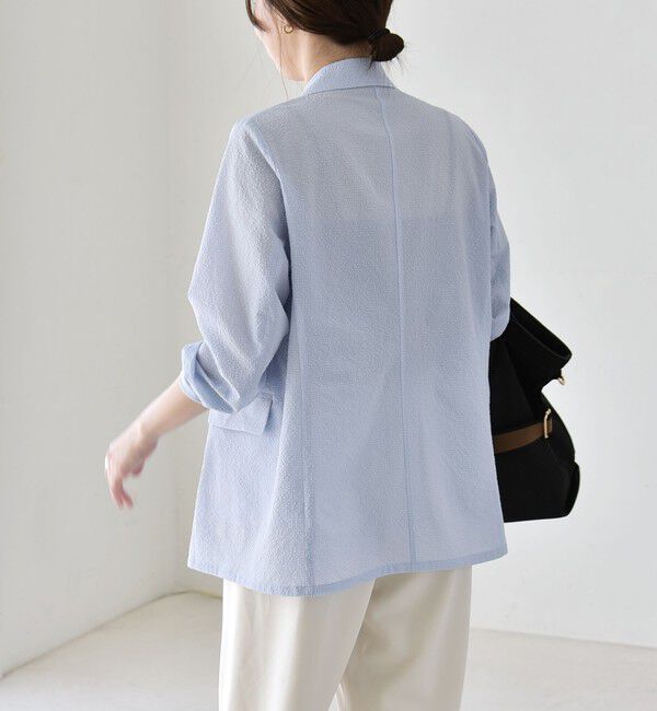 quaranciel「《予約》quaranciel:〈手洗い可能〉シアー カラミ テーラード ダブル ジャケット」|その他|