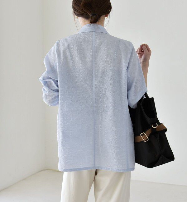 quaranciel「《予約》quaranciel:〈手洗い可能〉シアー カラミ テーラード ダブル ジャケット」|その他|