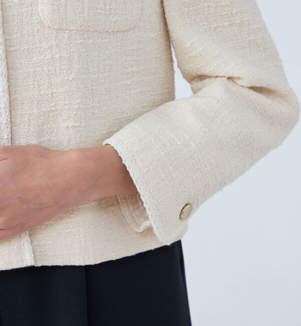 Ballsey「スラブコットンツイード Vクルーネックジャケット」|ノーカラージャケット|