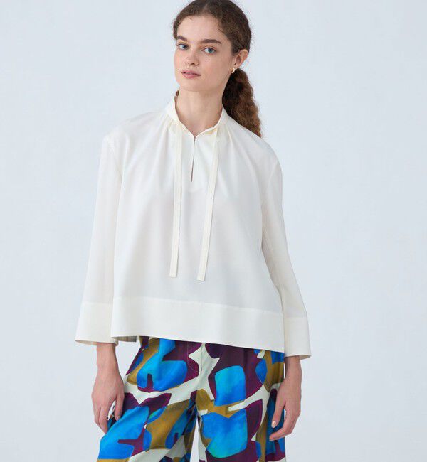 Ballsey「2-wayストレッチ タイ付きスタンドカラーブラウス」|シャツ・ブラウス|