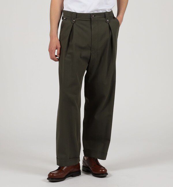 TOMORROWLAND MENS「コットン グラスツイル 1プリーツ ワイドパンツ」|チノ|