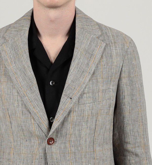 TOMORROWLAND MENS「リネン グレンチェック シングルブレステッド 3Bジャケット」|テーラードジャケット|