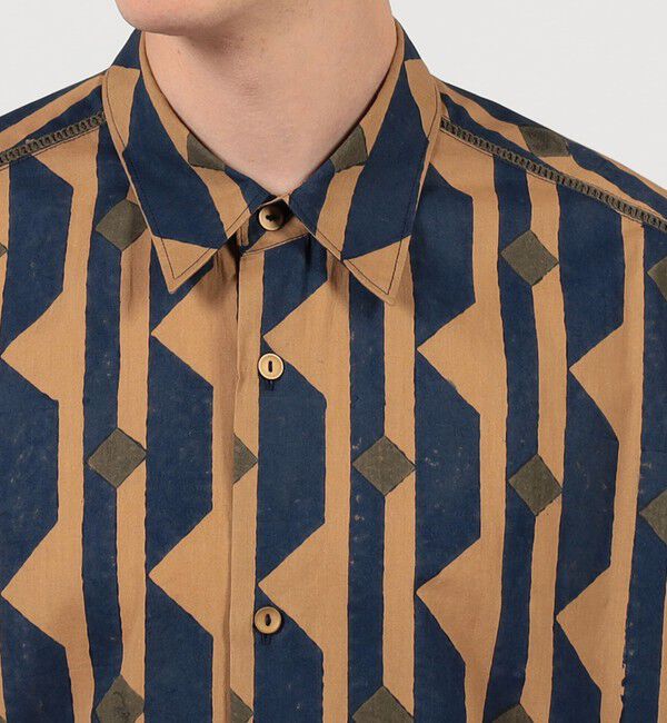 TOMORROWLAND MENS「インド コットン ブロックプリント ハーフスリーブシャツ」|シャツ・ブラウス|