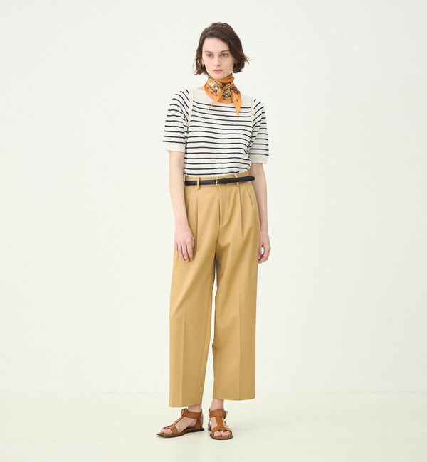 MACPHEE「コットンチノ タックストレートパンツ」|チノ|