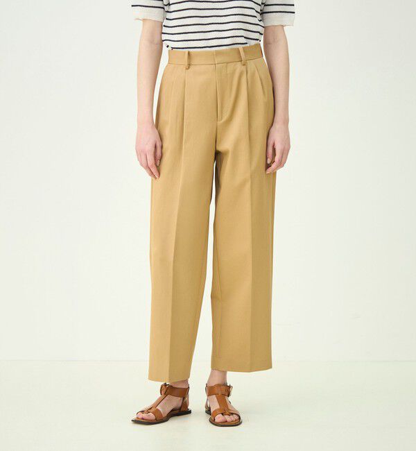 MACPHEE「コットンチノ タックストレートパンツ」|チノ|