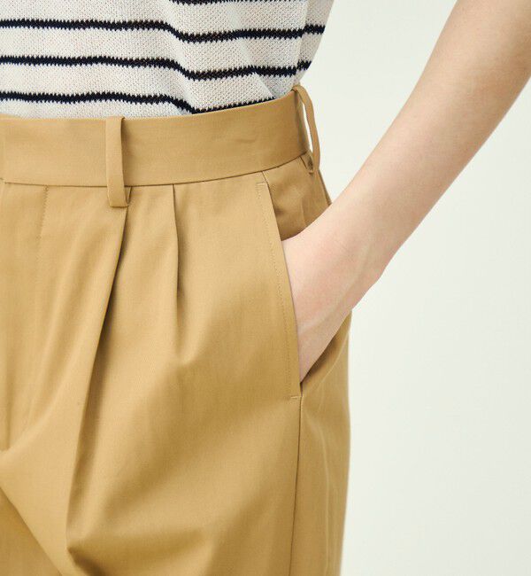 MACPHEE「コットンチノ タックストレートパンツ」|チノ|