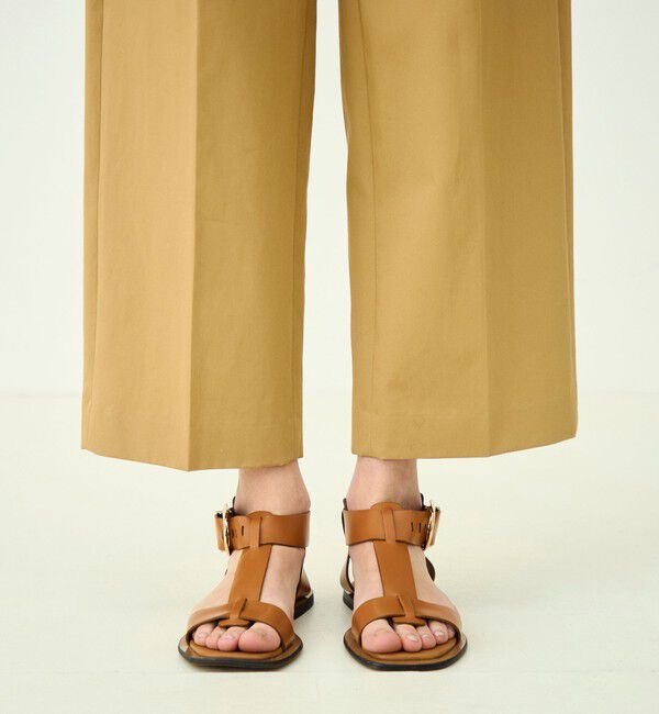 MACPHEE「コットンチノ タックストレートパンツ」|チノ|